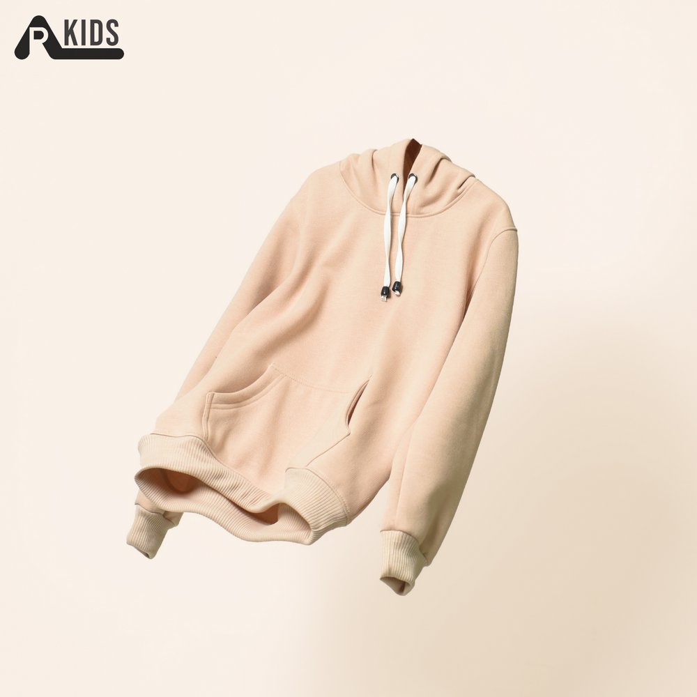 Hoodie Anak Polos ArhighresKids Unisex Fleece Tebal Warna Cream - Gambar 2
