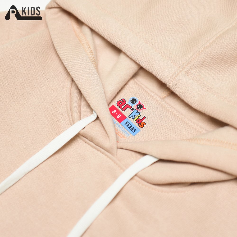 Hoodie Anak Polos ArhighresKids Unisex Fleece Tebal Warna Cream - Gambar 3